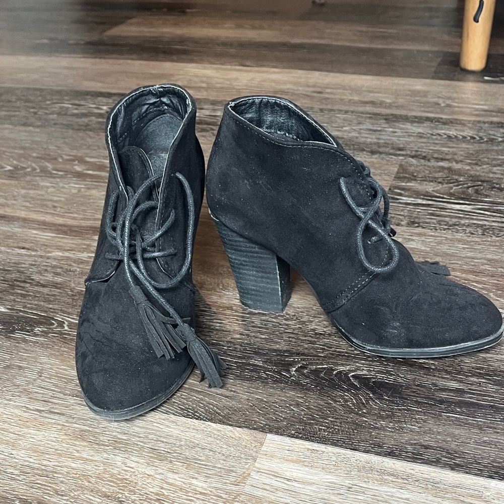 Cato Black Lace-Up Ankle Boots